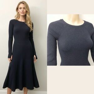ZARA Knits Minimalist Elegant Stretchable Black Short Sleeve Midi Dress. Medium